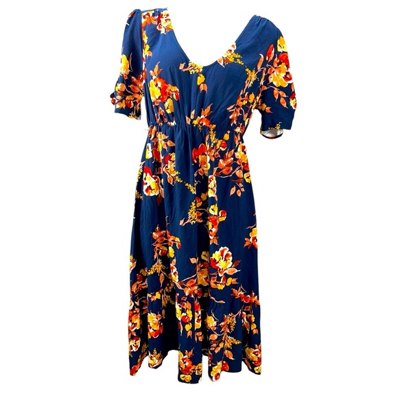 Isabel Maternity Blue & Orange Floral Dress – Size M (New, No Belt) - Picture 1 of 15